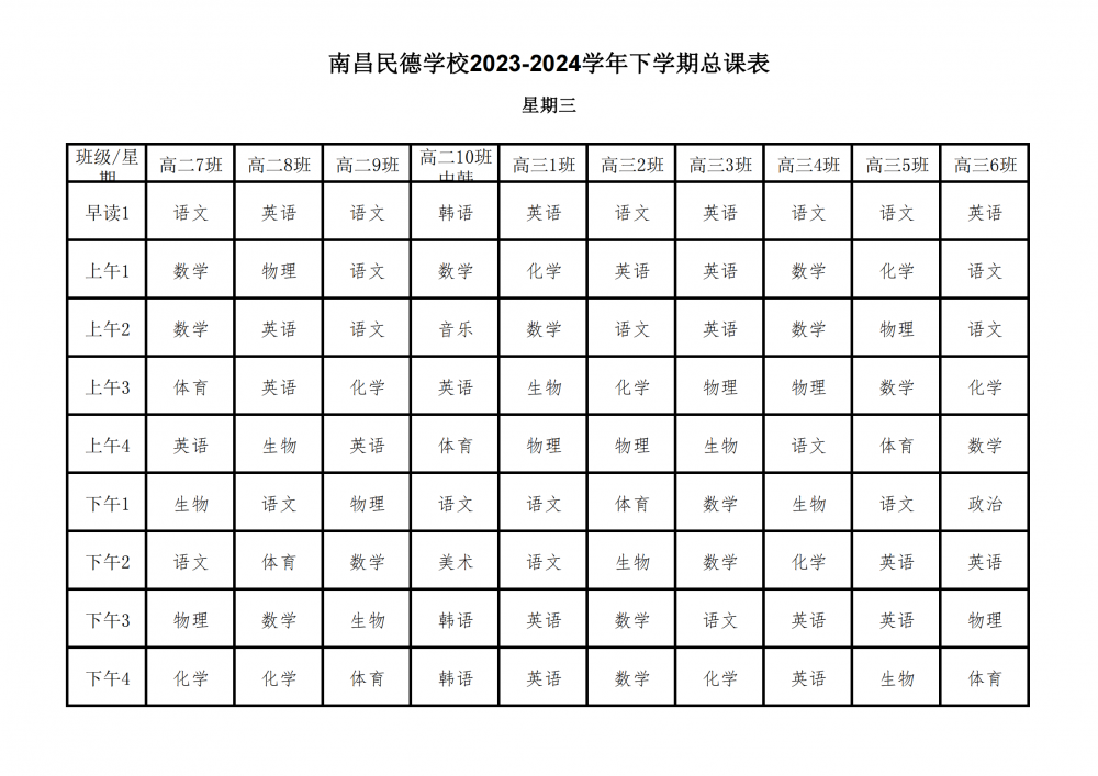 南昌民德學(xué)校2023-2024學(xué)年下學(xué)期總課表3.6_19