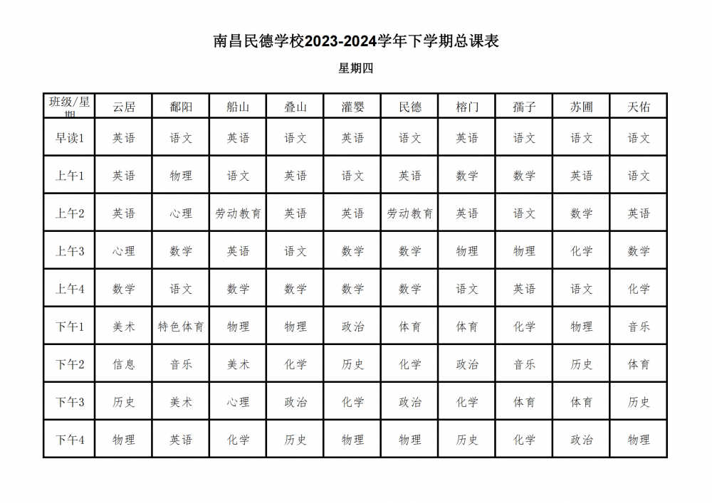 南昌民德學(xué)校2023-2024學(xué)年下學(xué)期總課表3.6_23