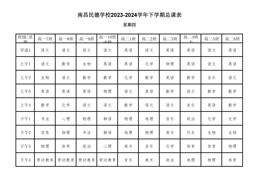 南昌民德學(xué)校2023-2024學(xué)年下學(xué)期總課表3.6_25