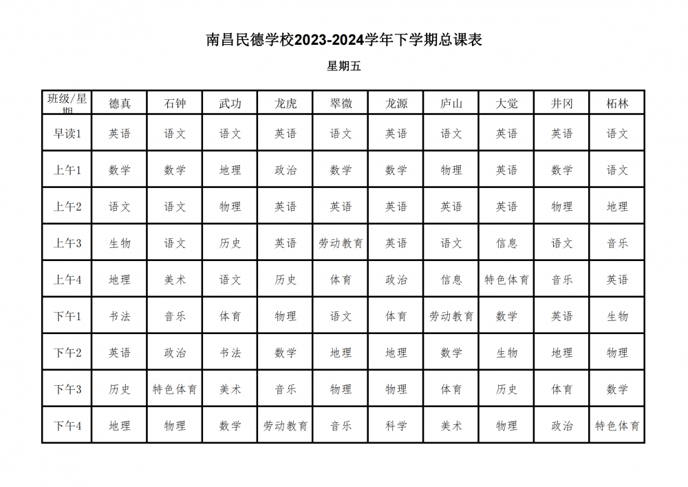 南昌民德學(xué)校2023-2024學(xué)年下學(xué)期總課表3.6_29